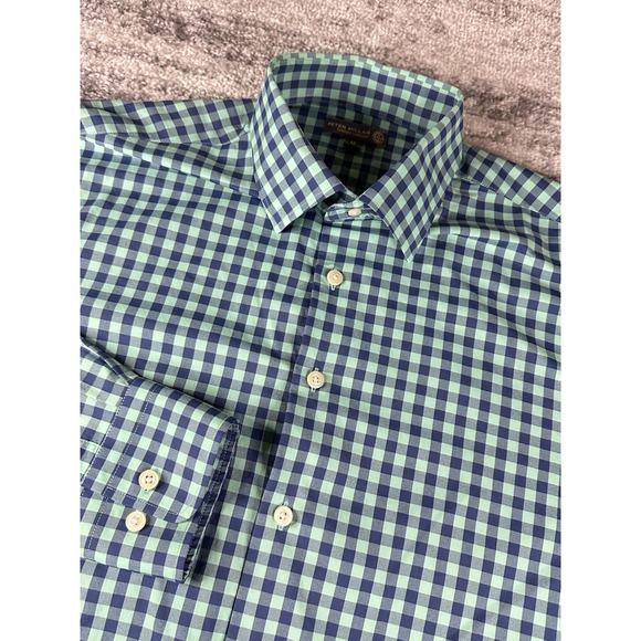Peter Millar Other - Peter Millar Shirt Mens M Green Check Gingham Summer Comfort Long Sleeve